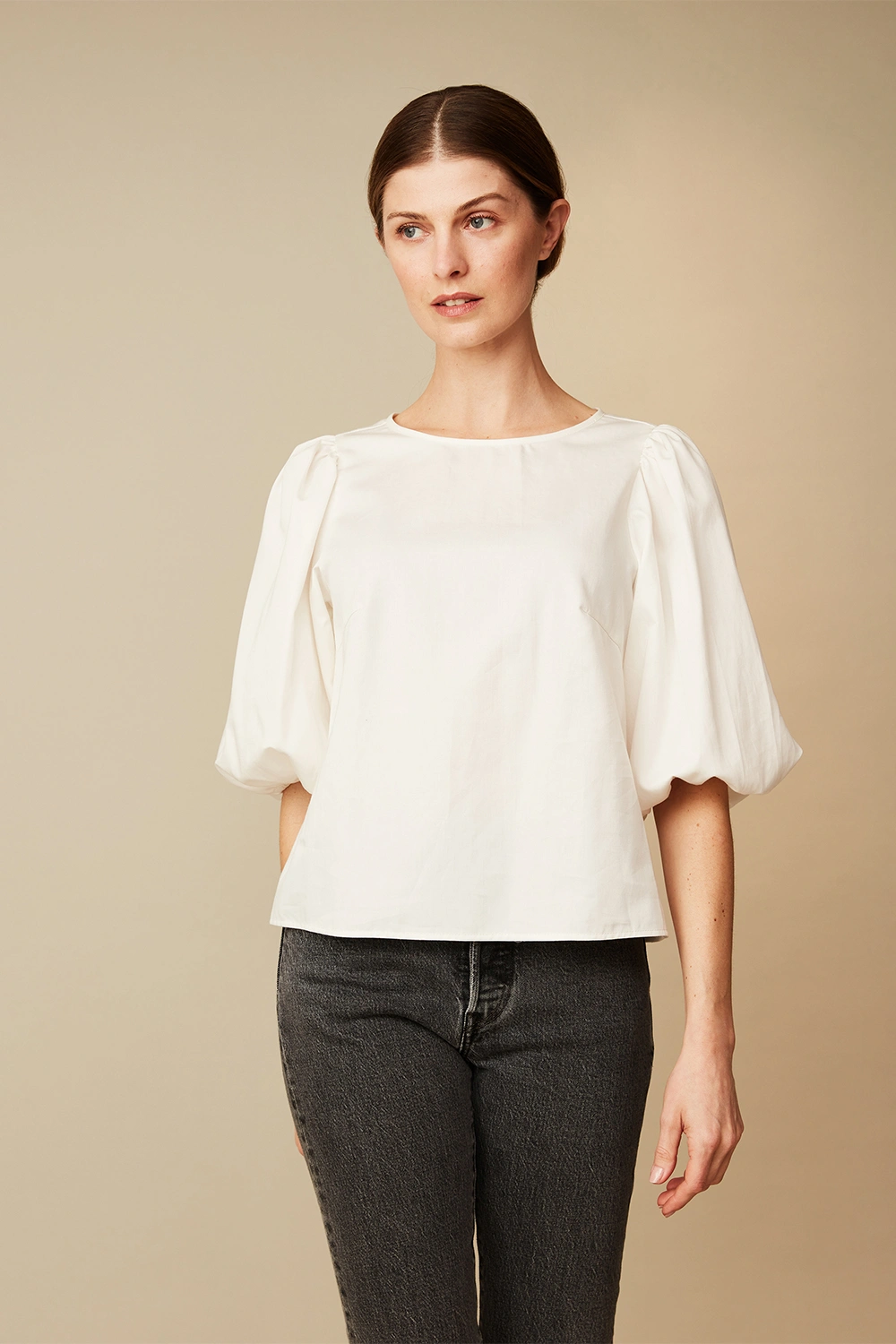 Puff-sleeve loose blouse